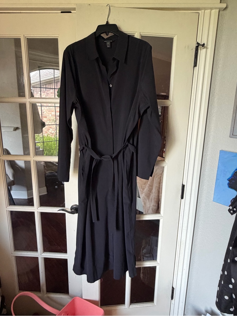 Athleta Urbanite Black Belted Midi Shirtdress XL Tall